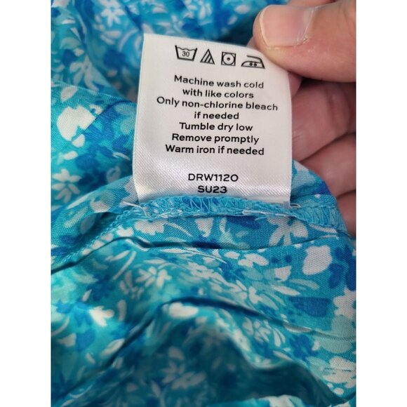 Draper James Womens Small Flutter Sleeve Maxi Dress Blue Aster Floral NWT - Picture 12 of 12